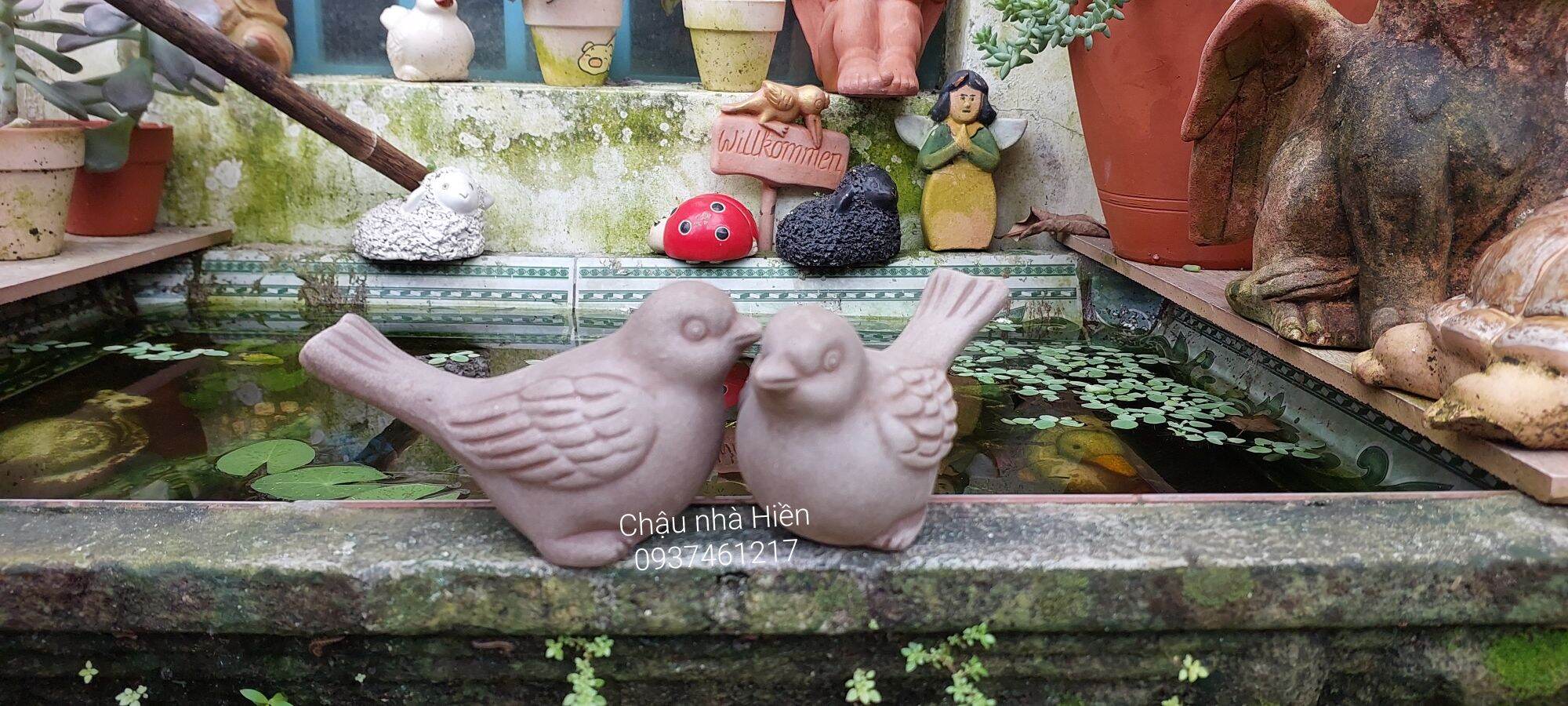 Chim đất nung trang trí sân vườn tiểu cảnh