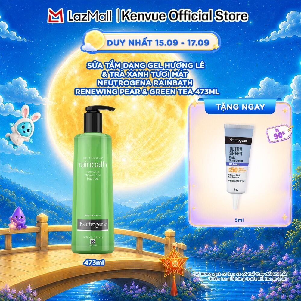 Sữa tắm dạng gel hương lê  trà xanh tươi mát Neutrogena Rainbath Renewing Pear  Green Tea 473ml