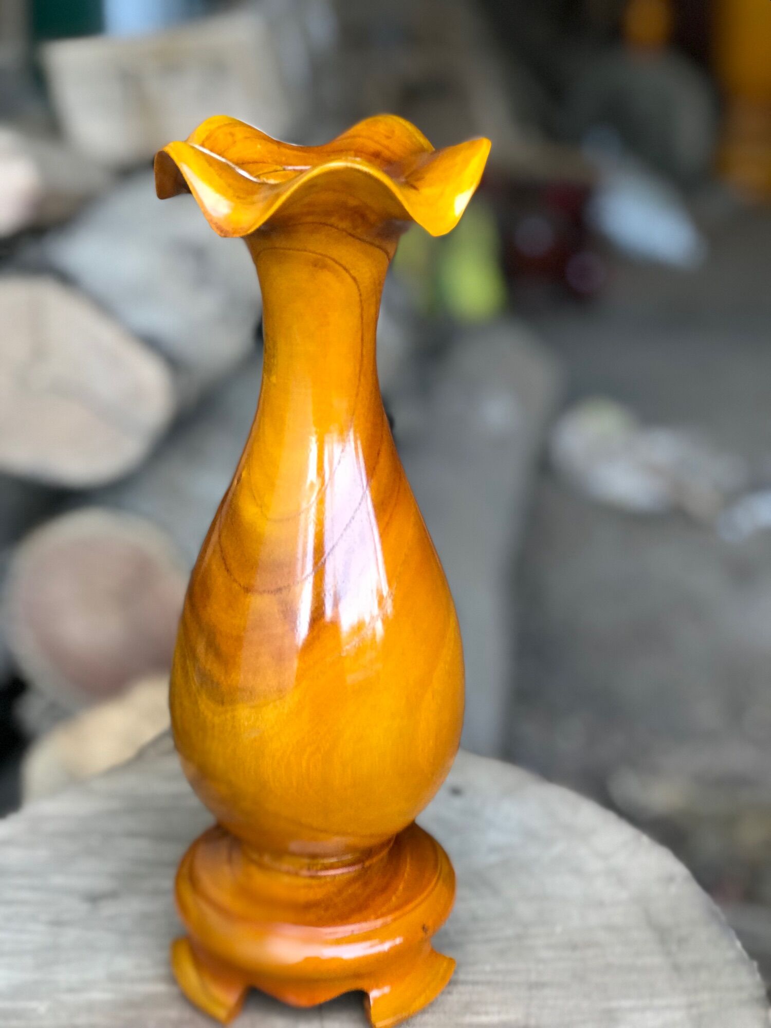 Lục bình Hai bình hoa gỗ xoan đào đẹp kt 10cm*30cm mãi đẹp