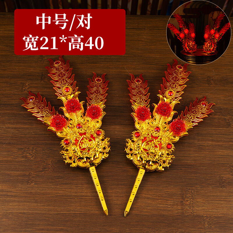 Lư hương cắm hoa thần triều sán hoa vàng bái thần, đồ trưng bày chiêu tài thờ cúng hoa gấm địa chủ, đồ dùng thờ cúng ông cúng phật hoa xuân