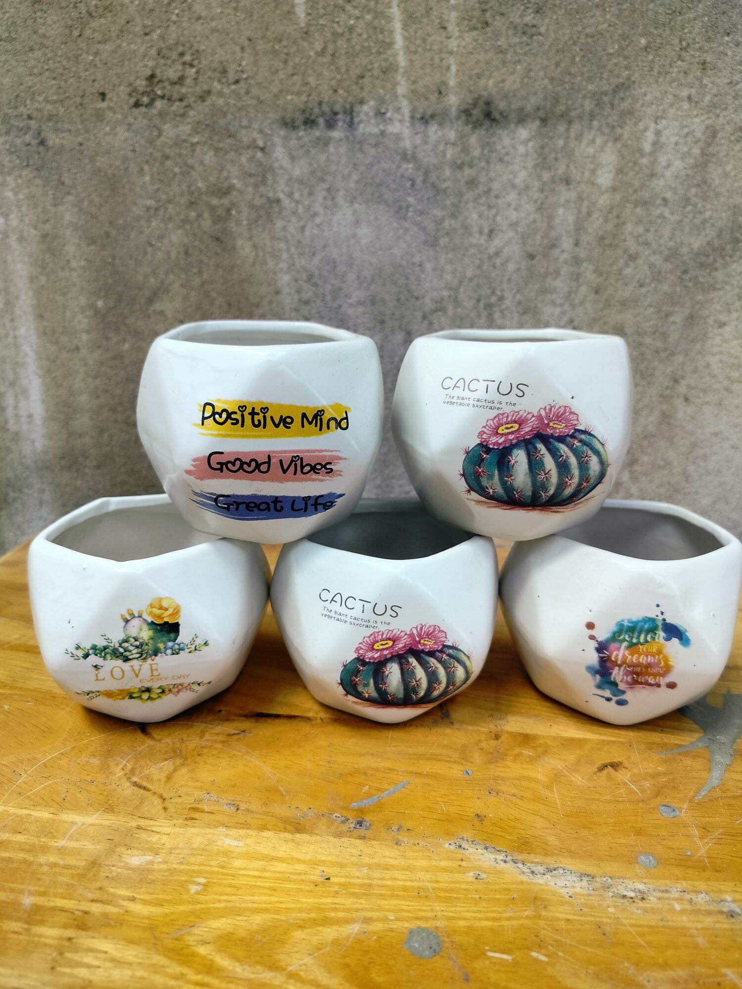 Chậu mini kim cương in hình 8x8cm