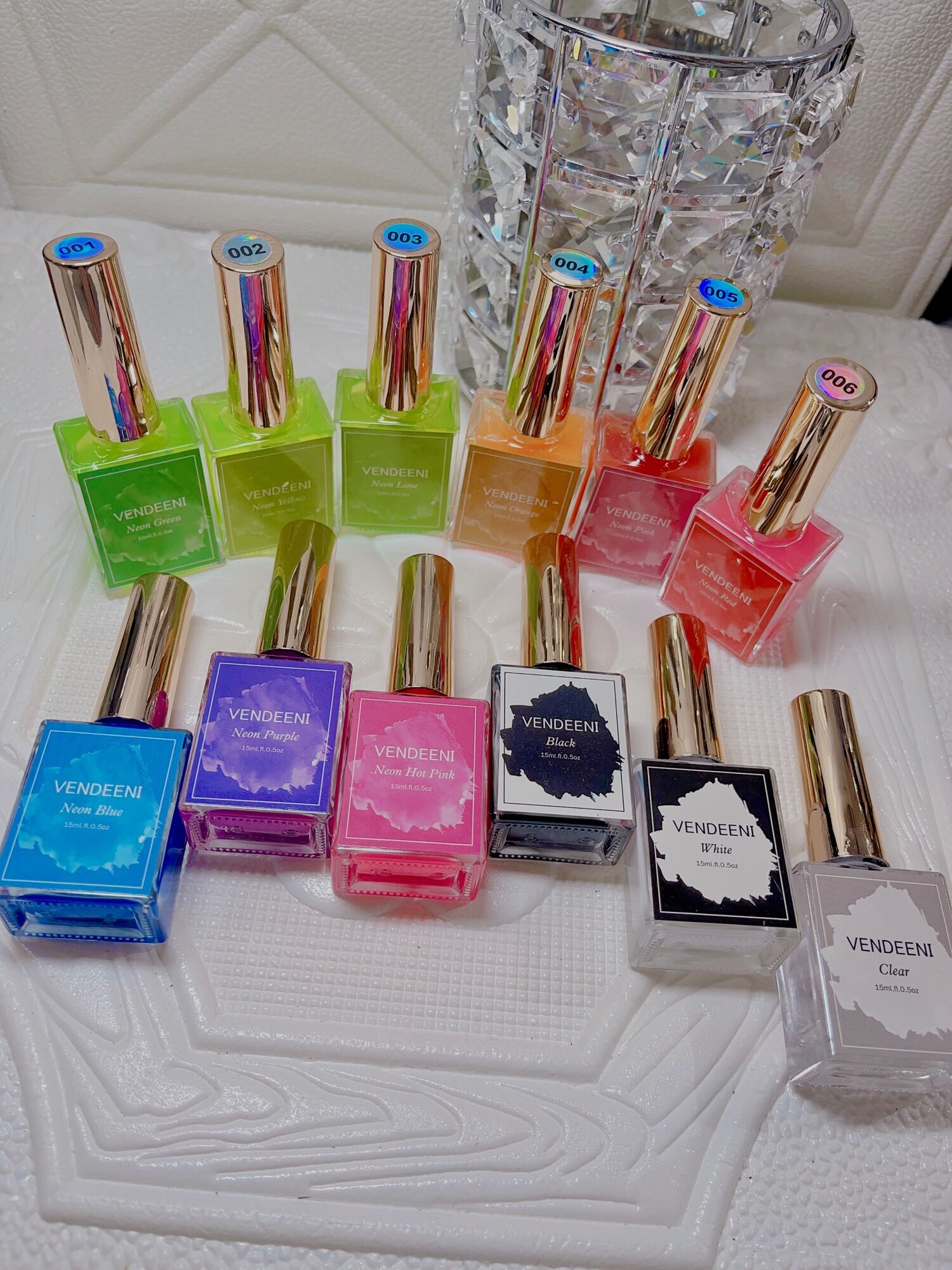 SET CỒN LOANG MÀU NEON VENDEENI 12 CHAI