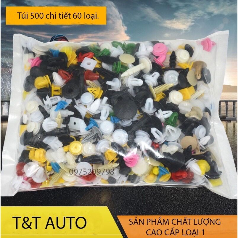 Chốt nút nhựa ô tô 500 cái thập cẩm.