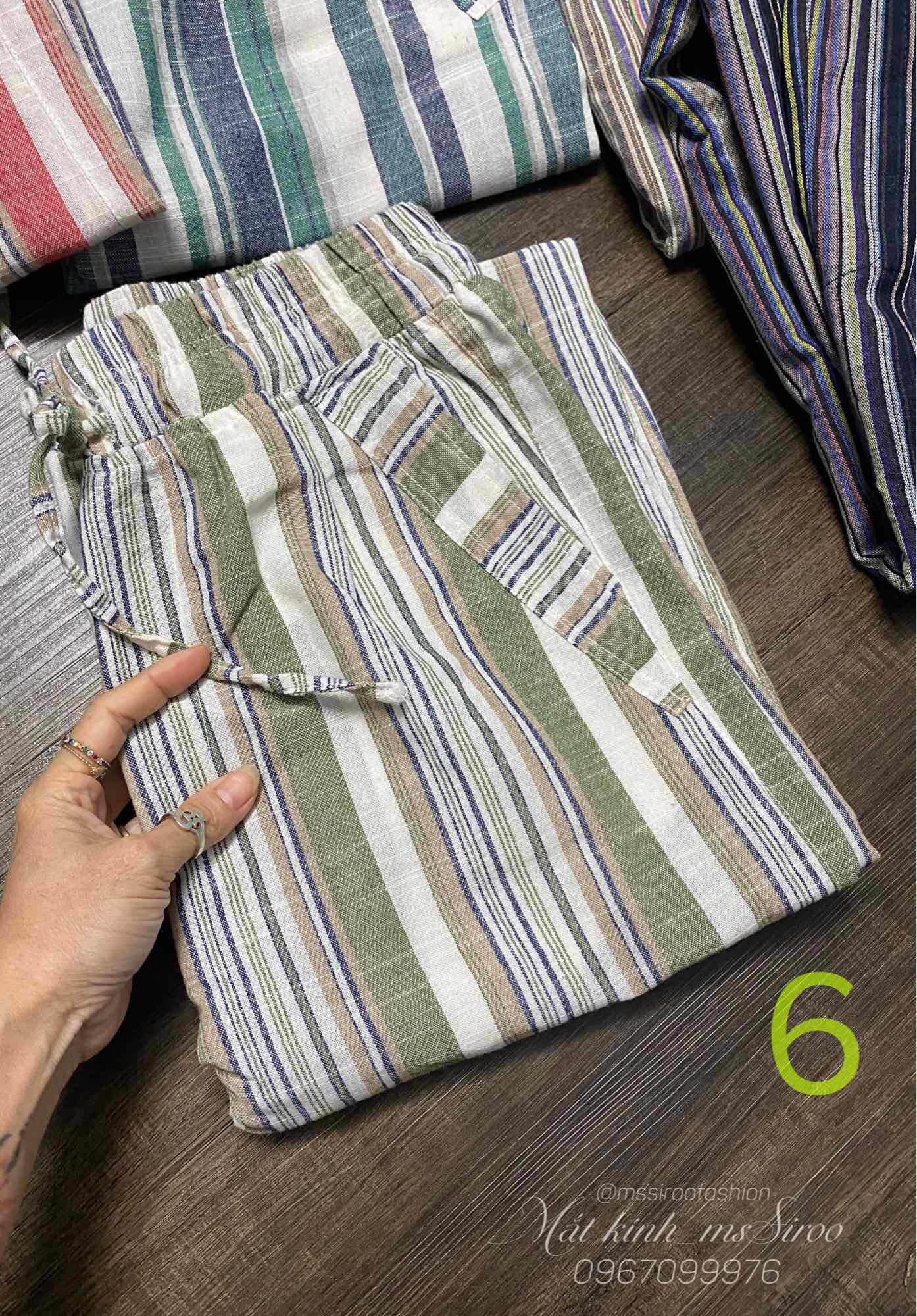 QUẦN SỌC ỐNG SIÊU RỘNG- LƯNG THUN DÂY RÚT- CHẤT LINEN