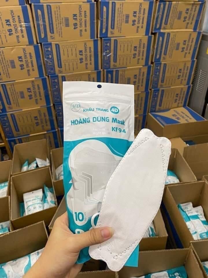 Combo 100 chiếc khẩu trang 4d hoàng dũng kf94 chính hãng, chống khuẩn, chống bụi mịn