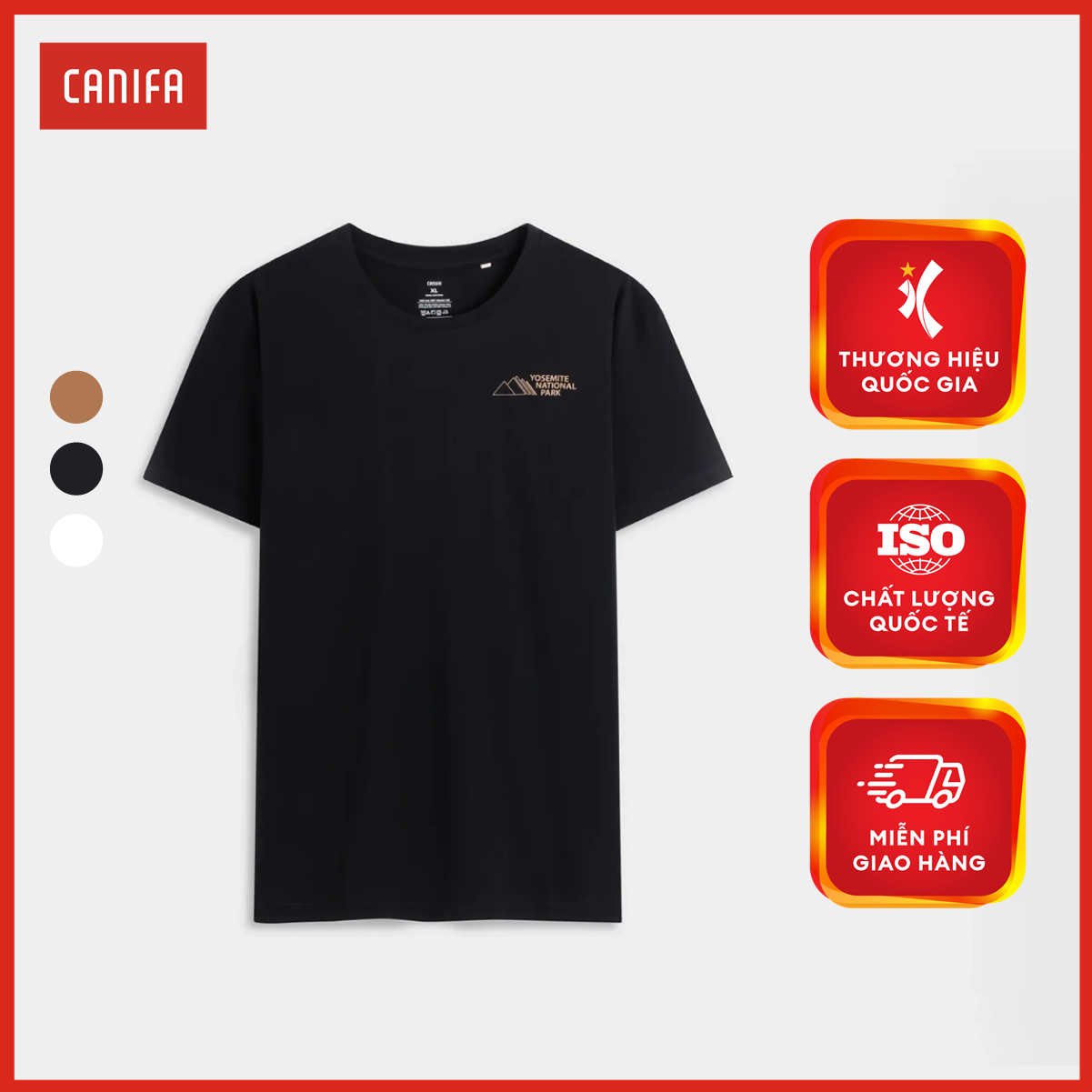 Áo phông nam CANIFA cotton dáng rộng có hình in 8TS23W005