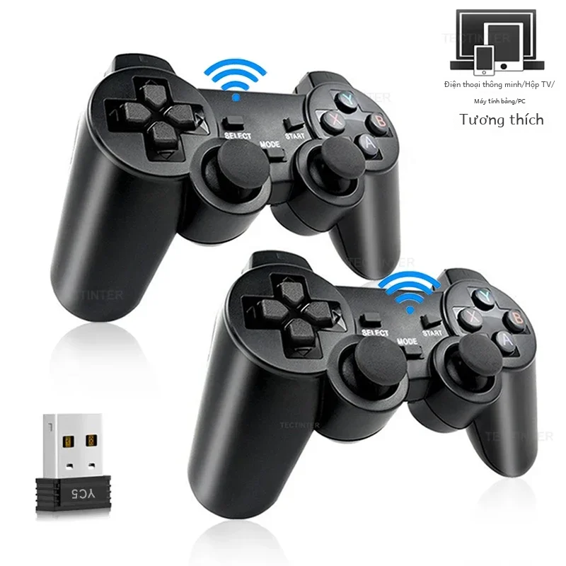 YECKTEGJ 2.4G Tay Cầm Chơi Game Không Dây Bộ Điều Khiển Cho PC Android TV Joystick Chơi Game Với Nút Kích Hoạt Không Tuyến Tính Giao Diện USB