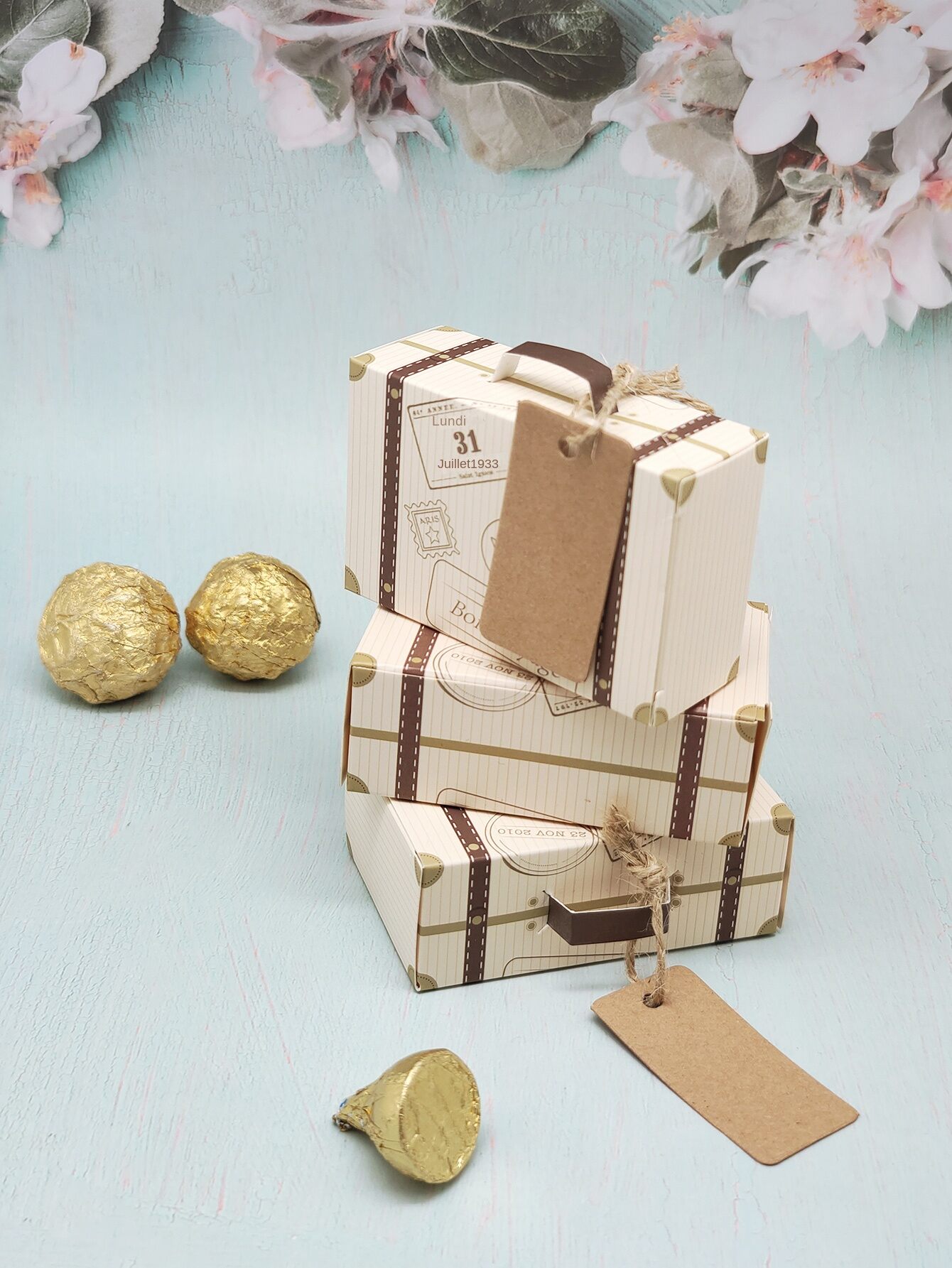 10pcs luggage with hemp rope tag packaging box candy box gift packaging box