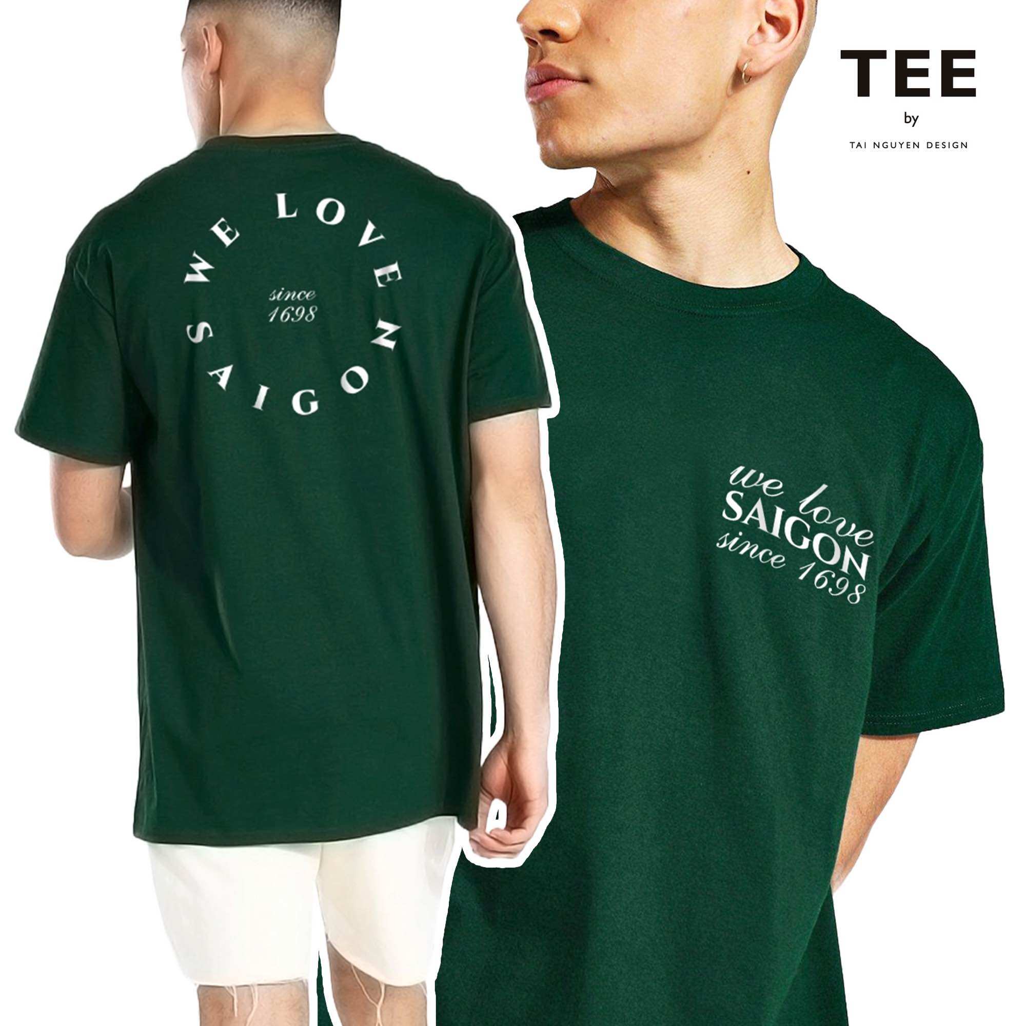 Áo thun unisex WE LOVE SAIGON (có 4 màu: đen, trắng, xanh ve chai & cà phê)