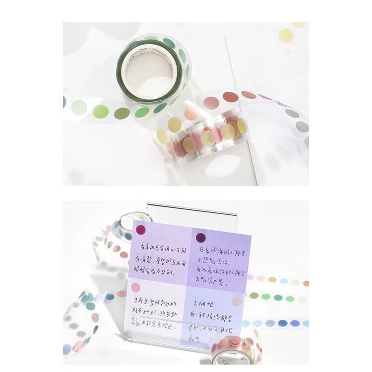 Hình dán sticker tròn trang trí sổ dán postcard multi color