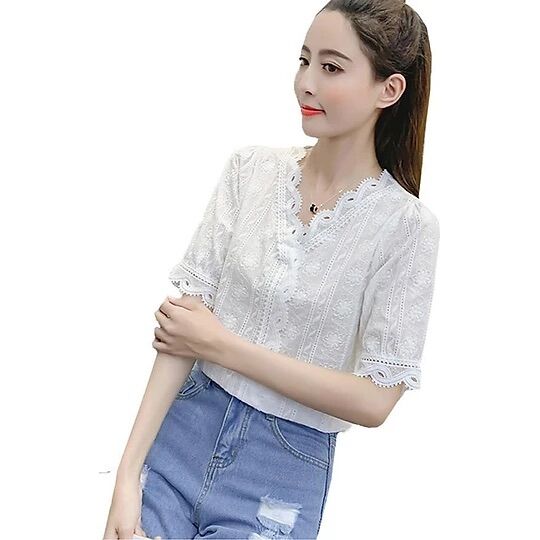 Áo sơ mi nữ áo kiểu nữ phối ren xinh xắn