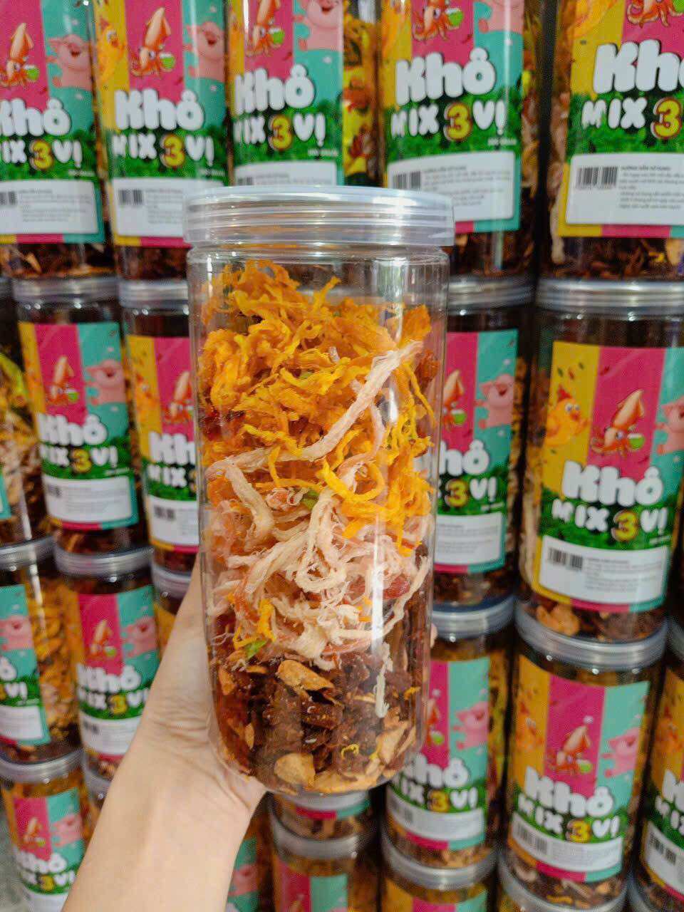 Khô Mix 3 Vị - Gà - Heo - Mực - Hủ 300gr