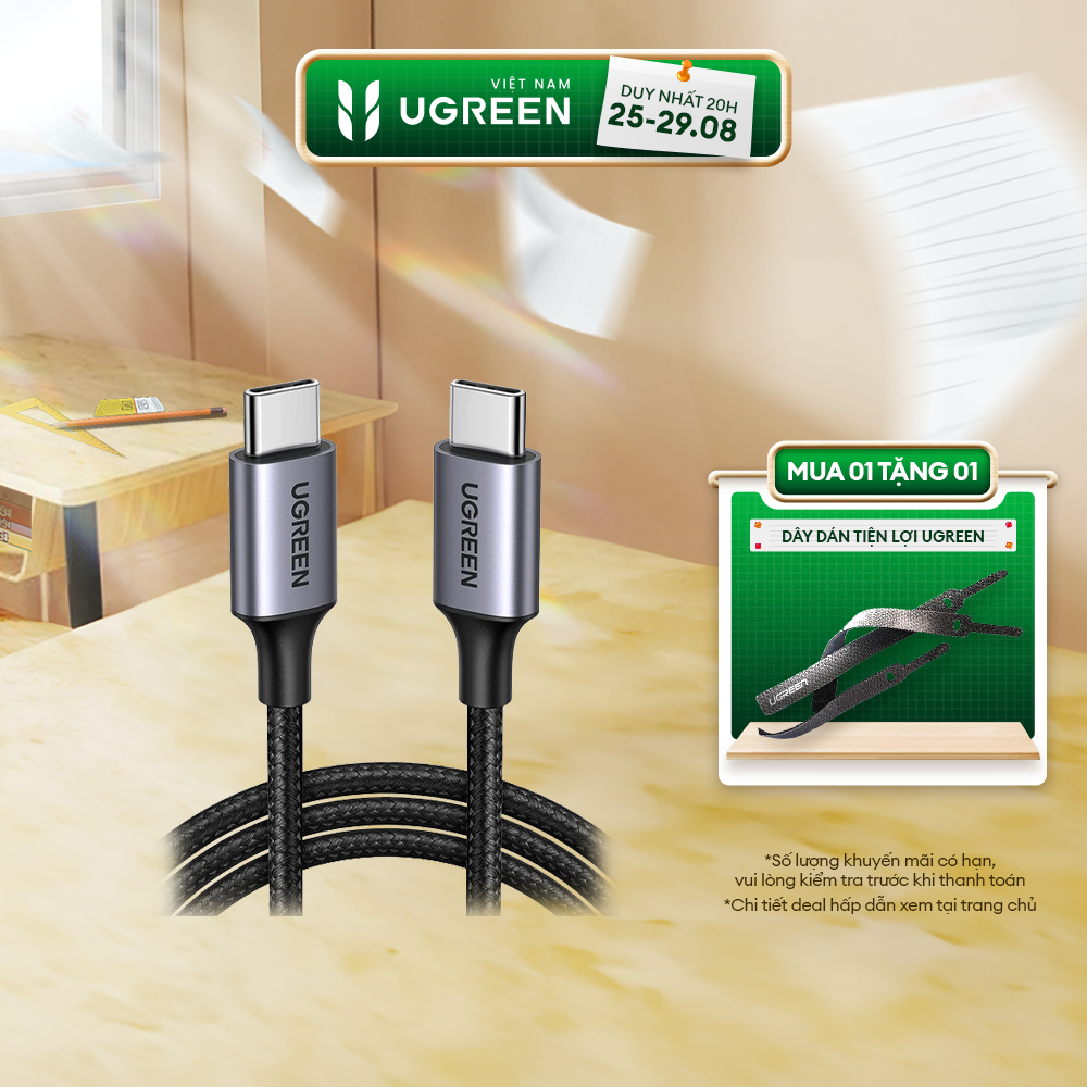 Cáp sạc Type C sang Type C Ugreen US316 PD100W | Sạc nhanh QC 4.0 cho MacBook Samsung | Tốc độ truyền 480Mbps | Bảo Hành 1 đổi 1 18 Tháng | 20478 70427 70428 70429 90120