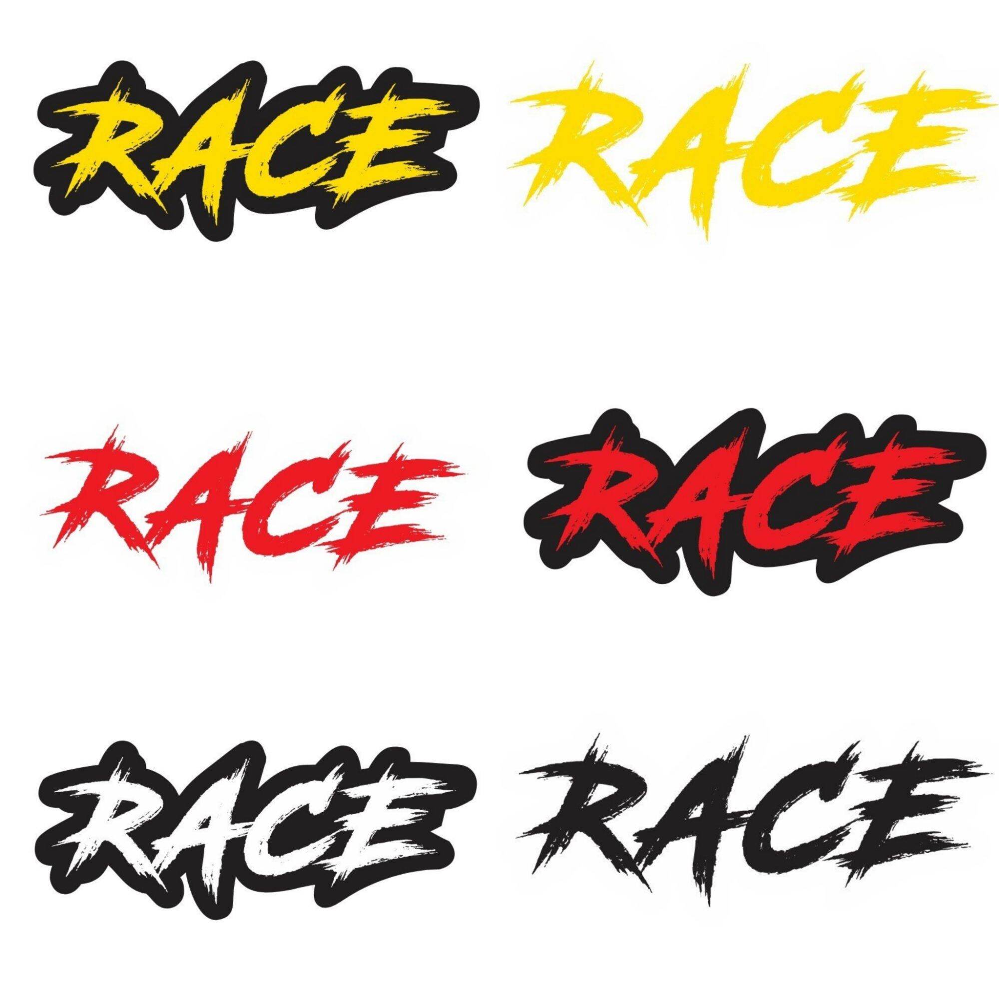 Tem hình dán logo chữ RACE nhiều màu tem 4 lớp chống nướ