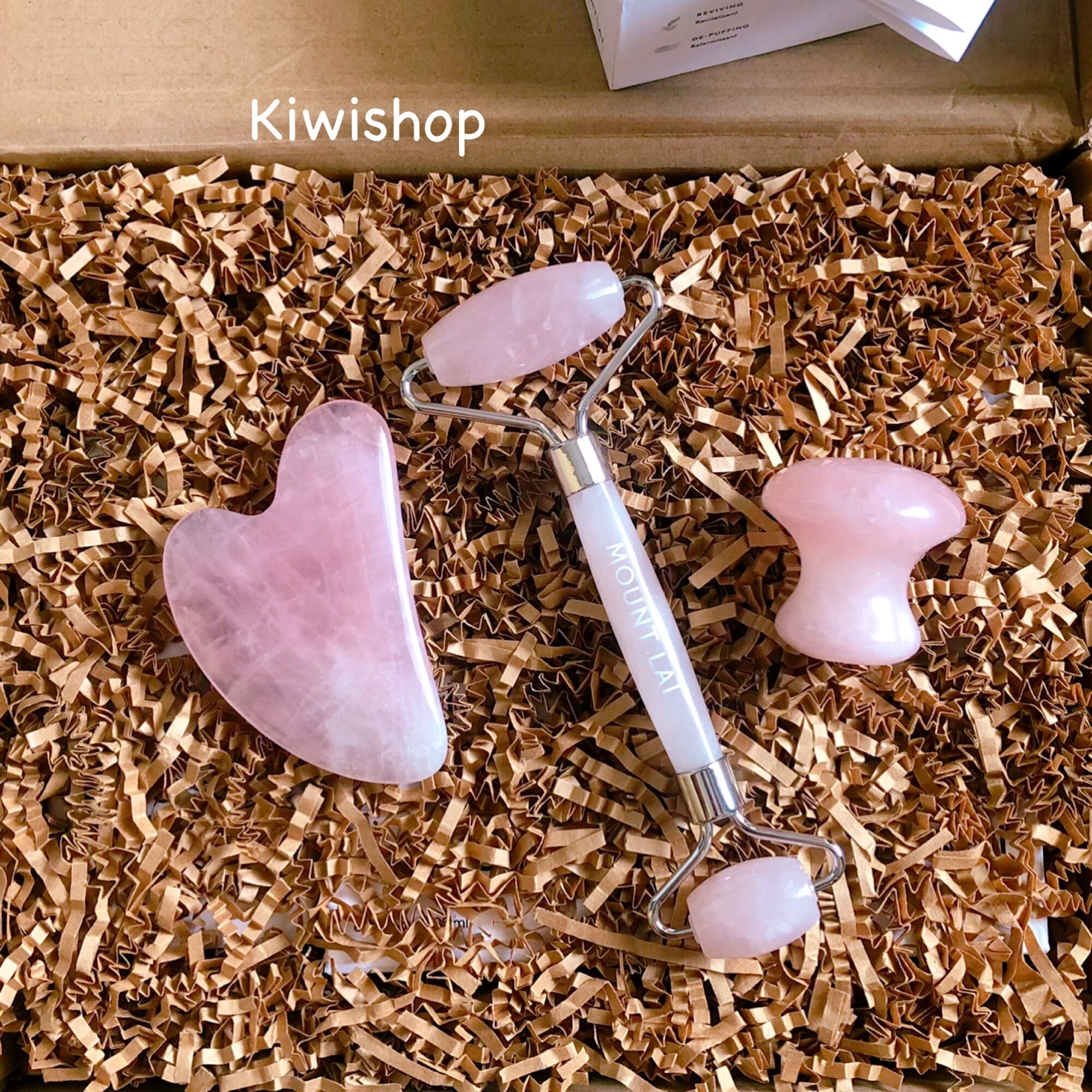 Thanh lăn mát xa chăm sóc da mặt Mount Lai Jade Roller Rose Quartz Amethyst