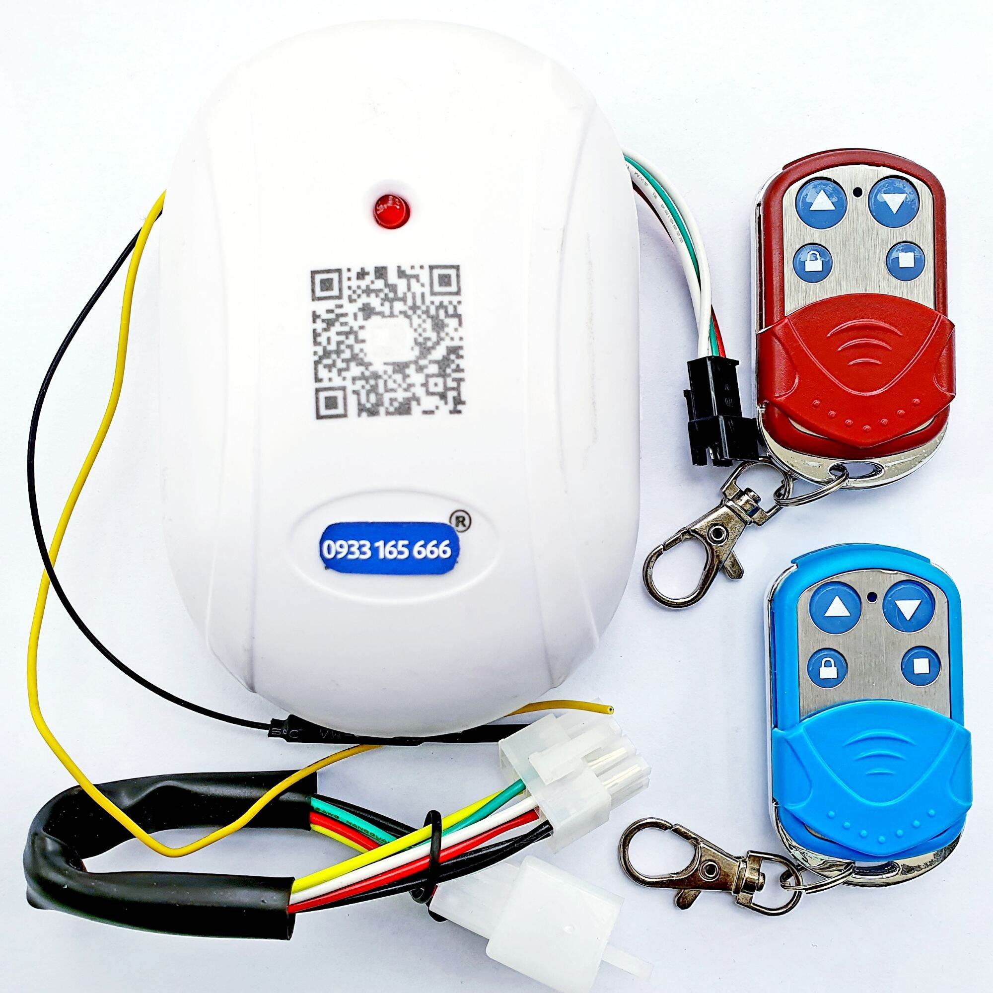 Bộ hộp điều khiển cửa cuốn bằng điện thoại qua wifi/3G/4G - kèm 2 tay điều khiển từ xa - cáp nối mo tơ - dây tự ngắt - dây còi có hướng dẫn cài đặt