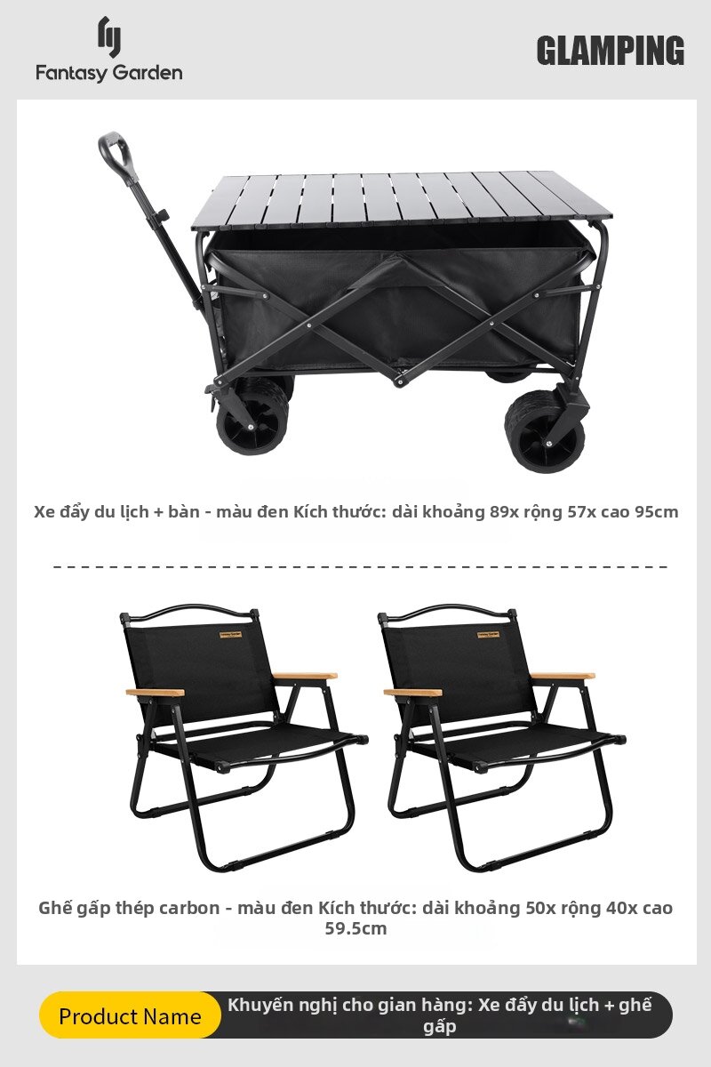 Folding Portable Camping Cart with Table - 5