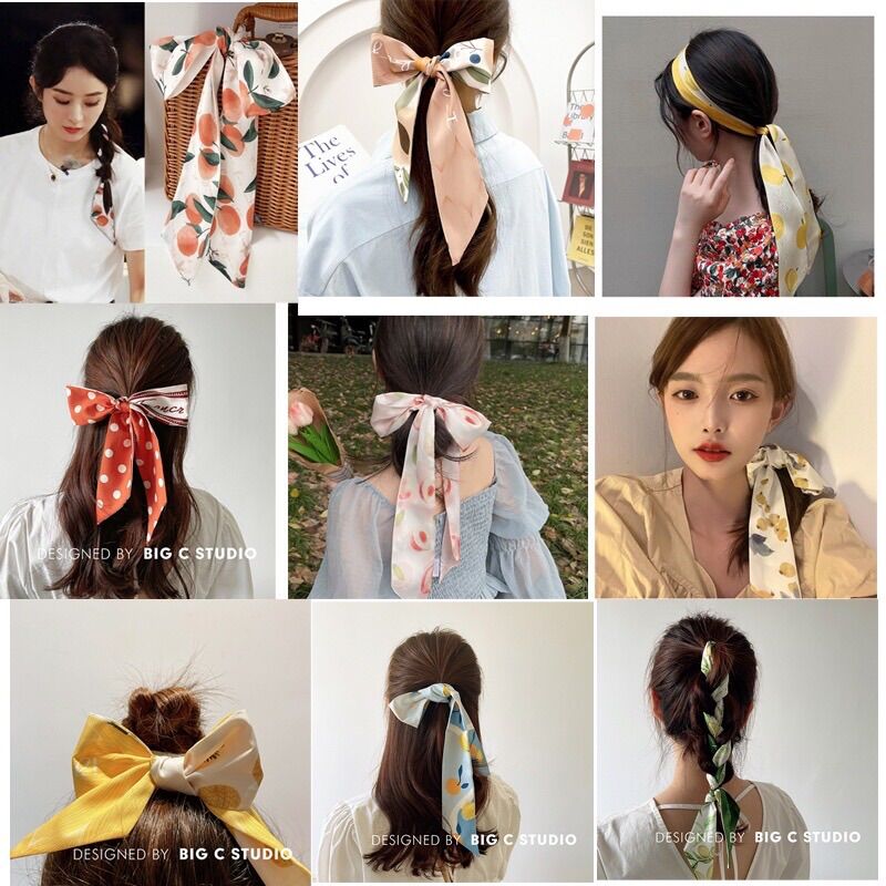 10 dây cột tóc vải hoa ngẫu nhiên handmade