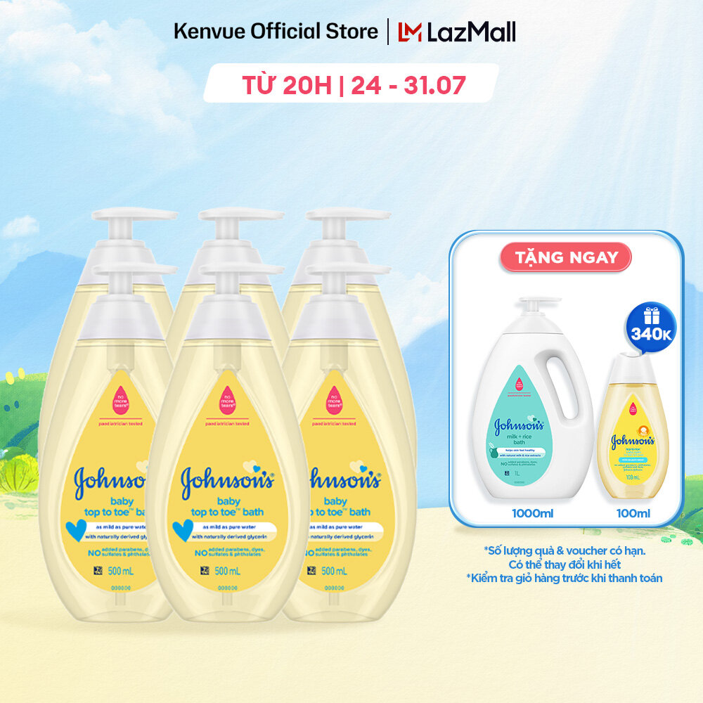 Combo 6 Sữa tắm gội toàn thân Johnson's baby Top to toe - Dung tích 500ml/chai