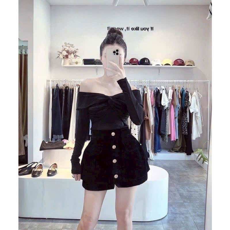 Quần váy Nhung mịn phối 4 khuy - M907