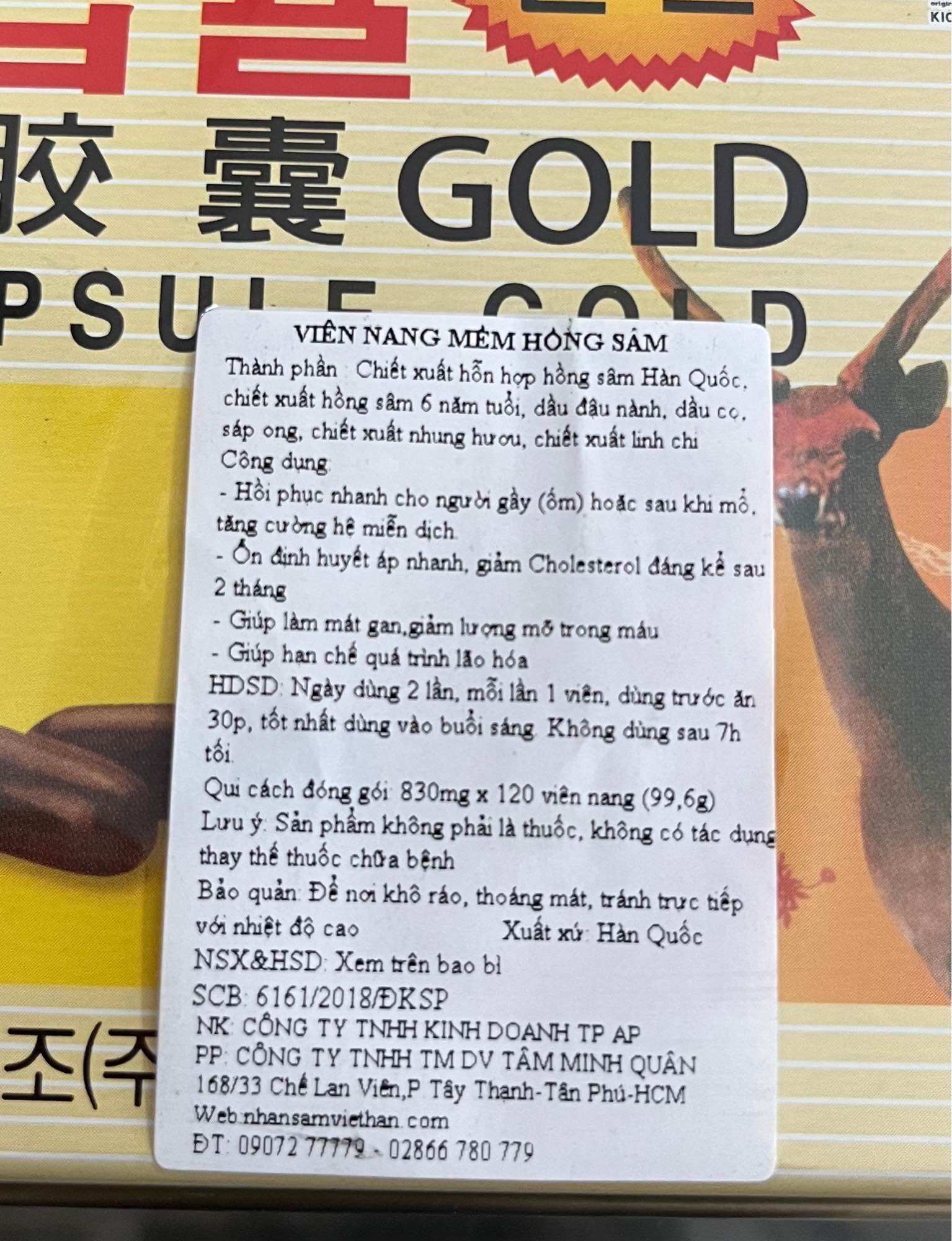 VIÊN HỒNG SÂM HÀN QUỐC - KOREAN GINSENG CAPSULE GOLD