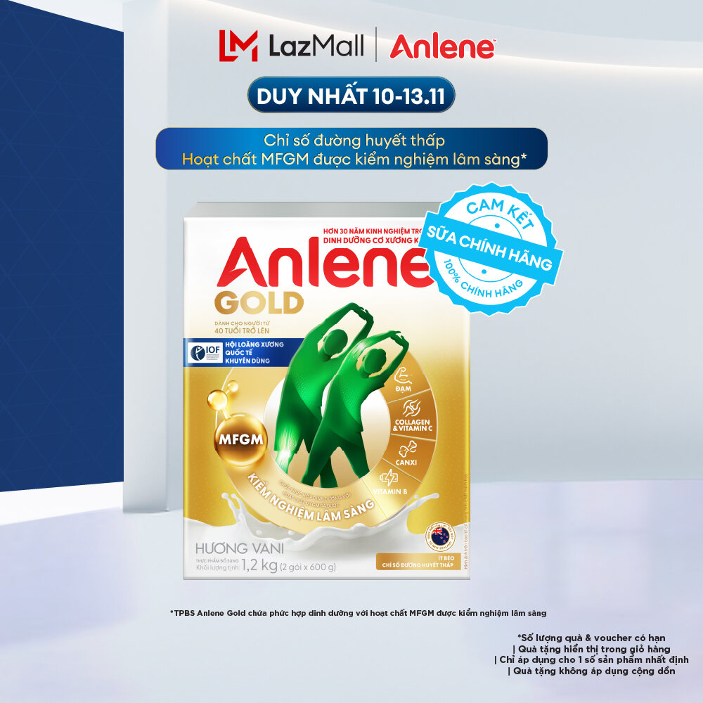 [Voucher giảm đến 16%][FREESHIP 0Đ TOÀN QUỐC] Sữa Bột Anlene Gold Hương Vani 1.2Kg