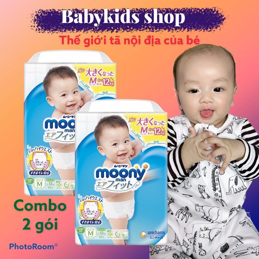 COMBO 2 GÓI TÃ/ Bỉm Moony nội địa nhật quần/dán size NB90/S82/M58/L44/XL38