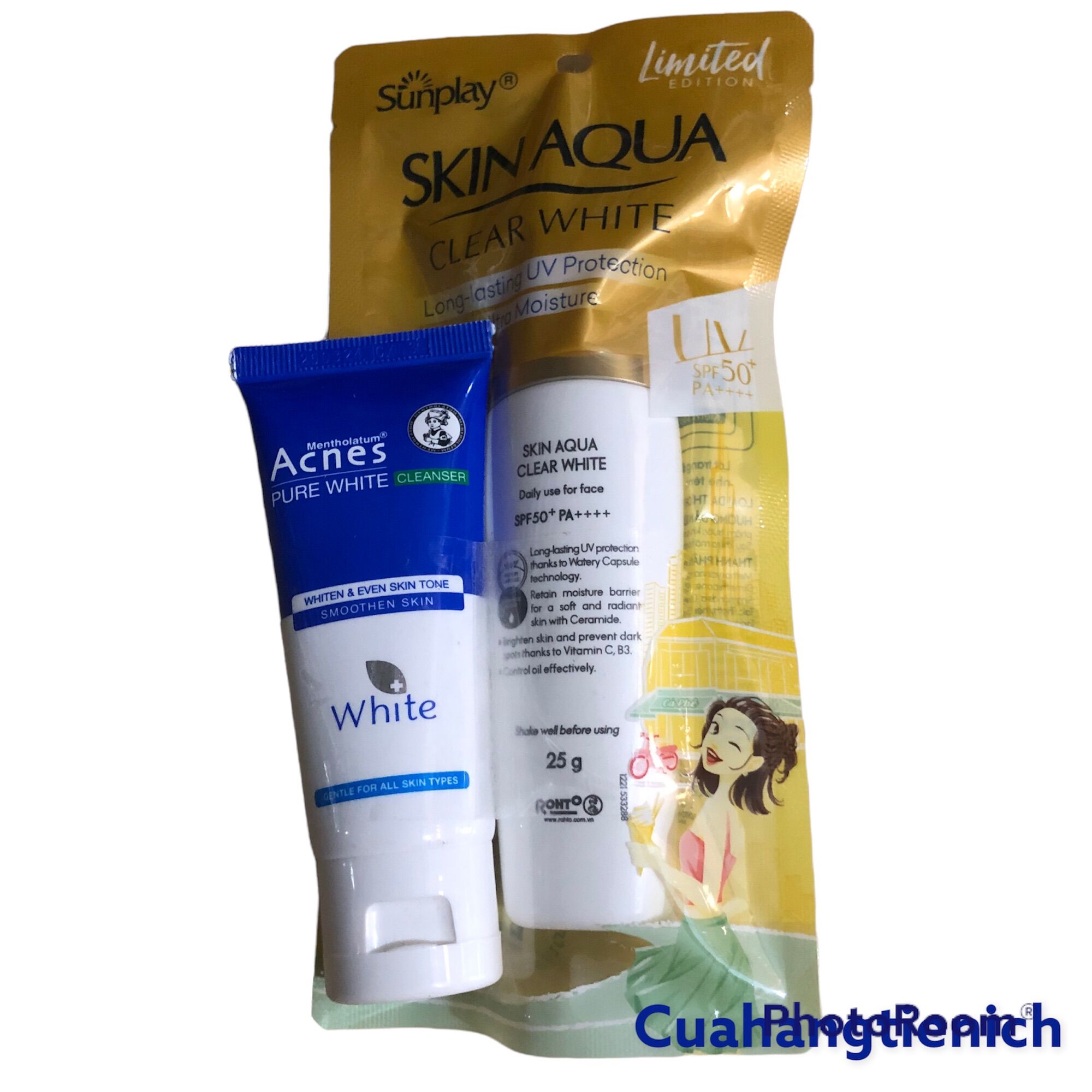 Kem chống nắng Sunplay dưỡng trắng da trắng mịn tặng kèm sữa rửa mặt