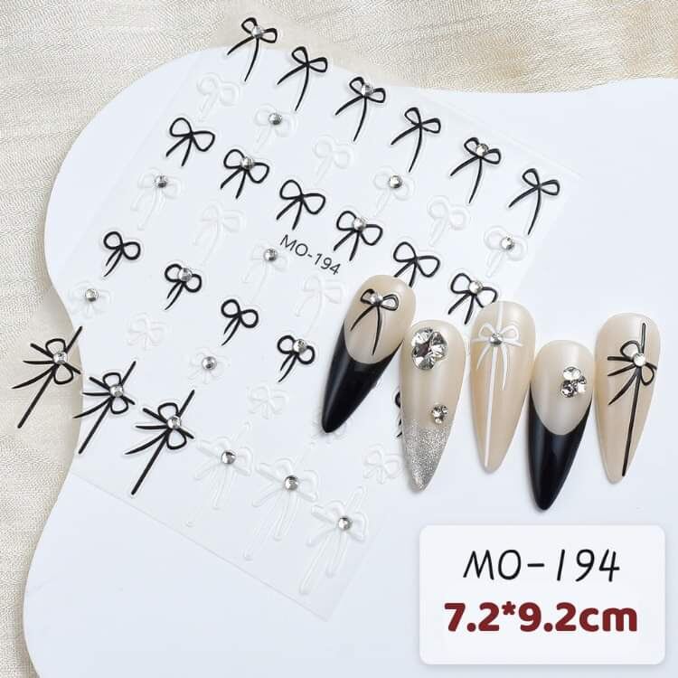 Sticker nơ lụa đính đá tomoni cao cấp dán móng siêu xinh