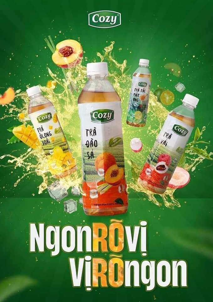 Thùng Trà hoa quả Cozy uống liền vị trà đào cam sả, trà vị vải, trà tắc vị mật ong