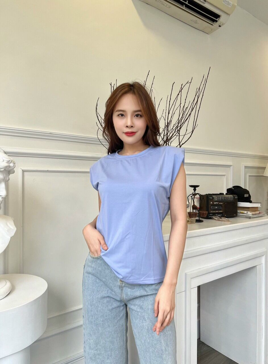 Áo thun zara sát nách độn vai nữ, kiêu dáng độc lạ, tone màu ấn tượng, hót trend
