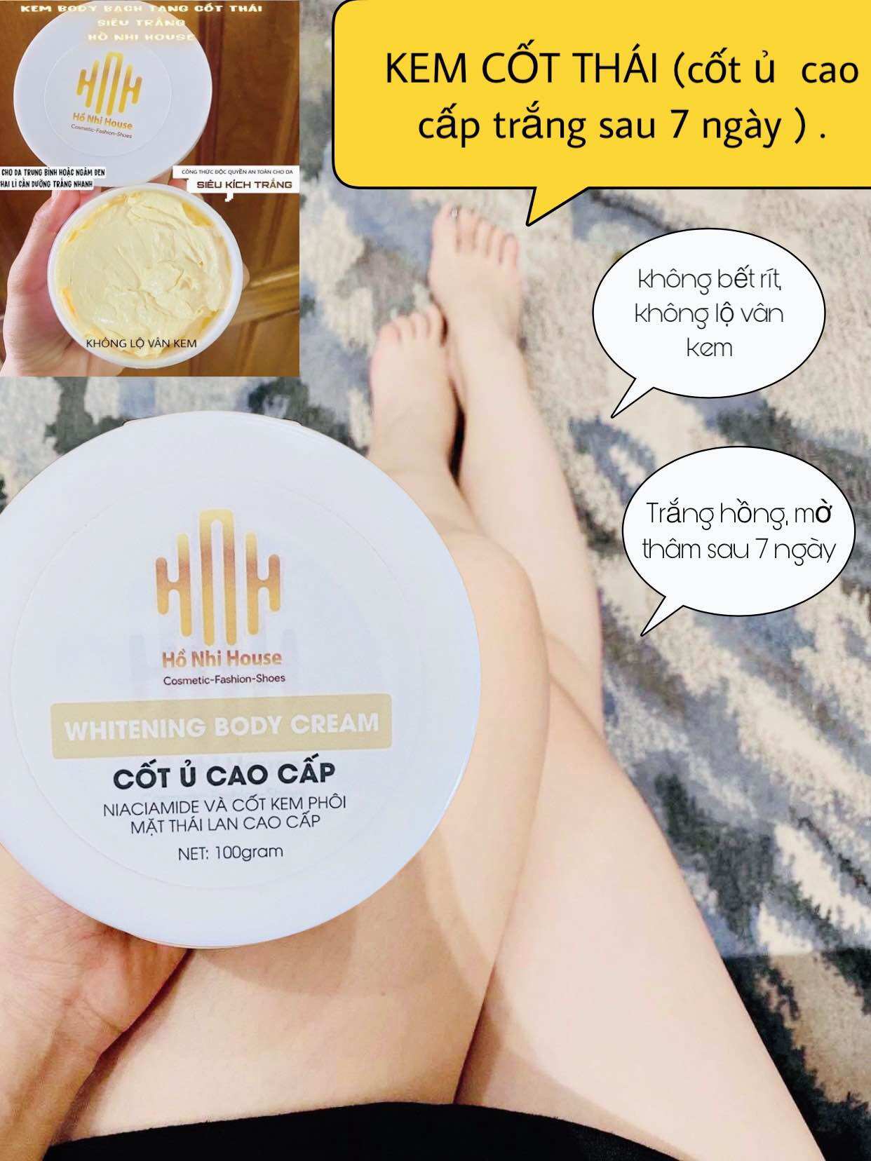 Kem body cốt Thái ( cốt ủ cao cấp ) trắng da sau 7 ngày.