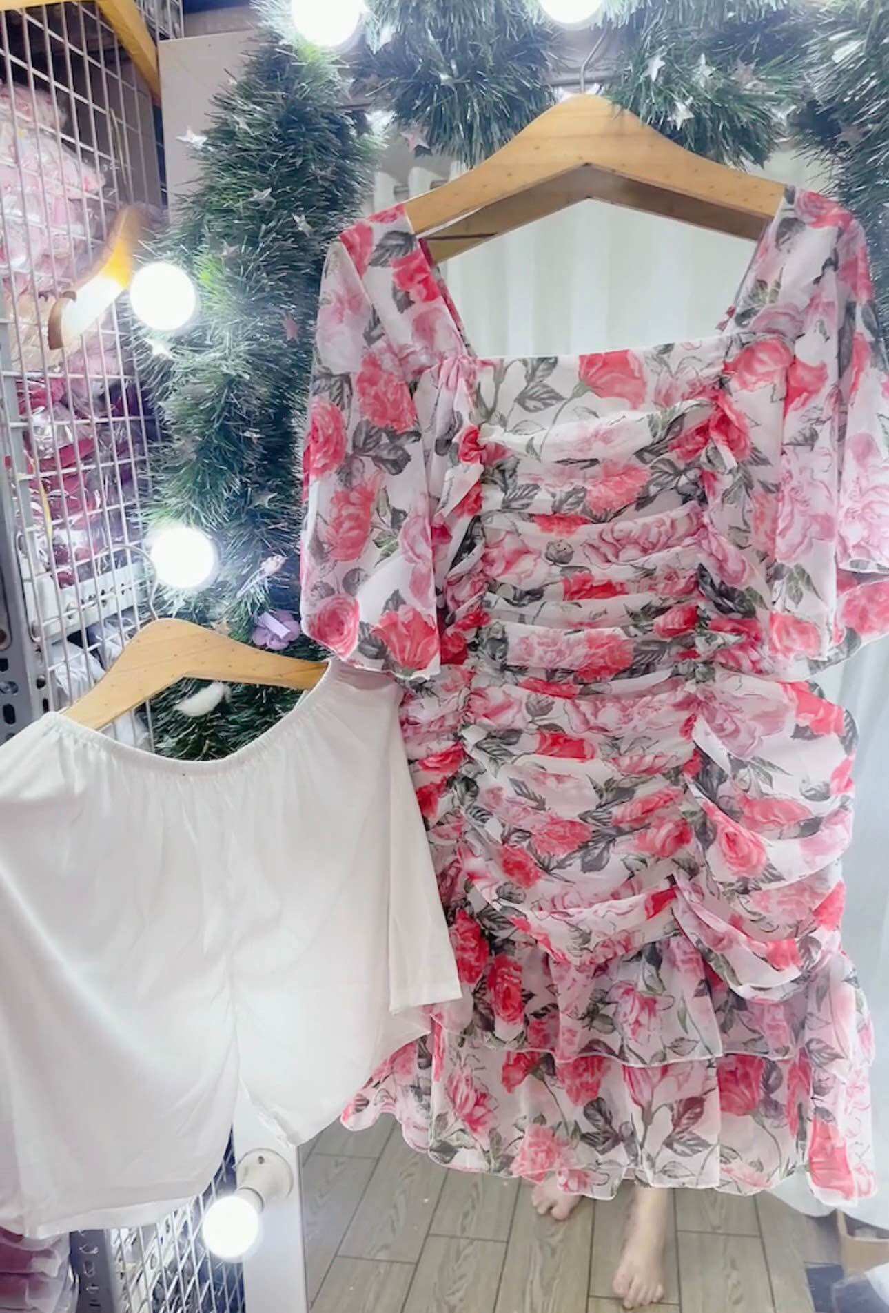 [Bigsize 60-85kg]Đầm nhún voan tay loe