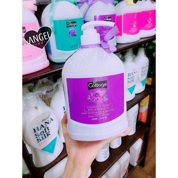 Sữa tắm dưỡng trắng da hương nước hoa cottage pháp chai to 1200ml