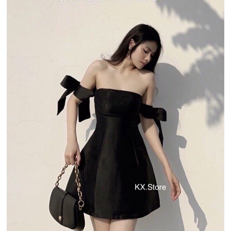 Váy Dự Tiệc Nữ Tay Đính Nơ Tiểu Thư