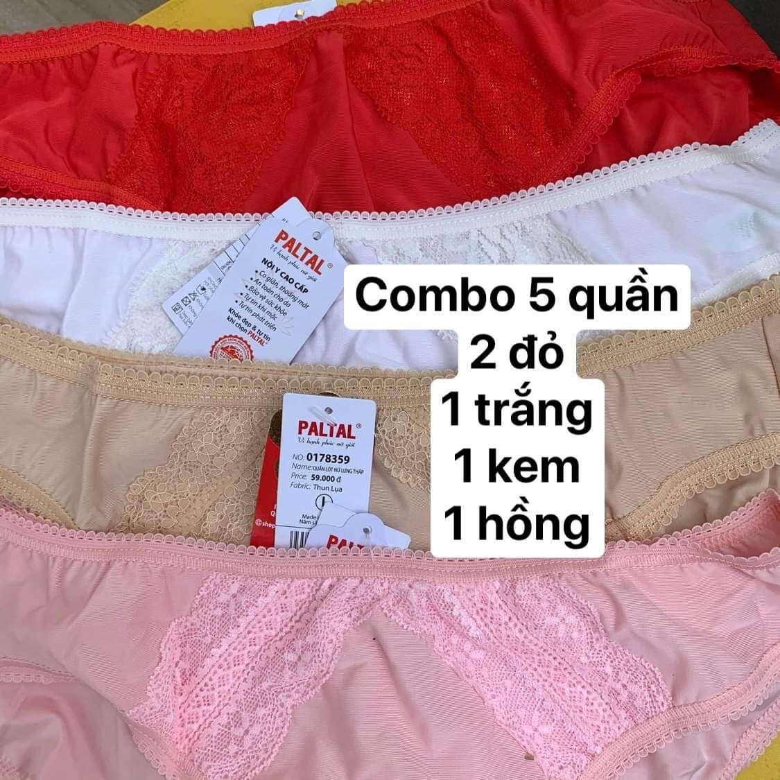 Combo 5 Quần lót paltal vải thun lụa size M