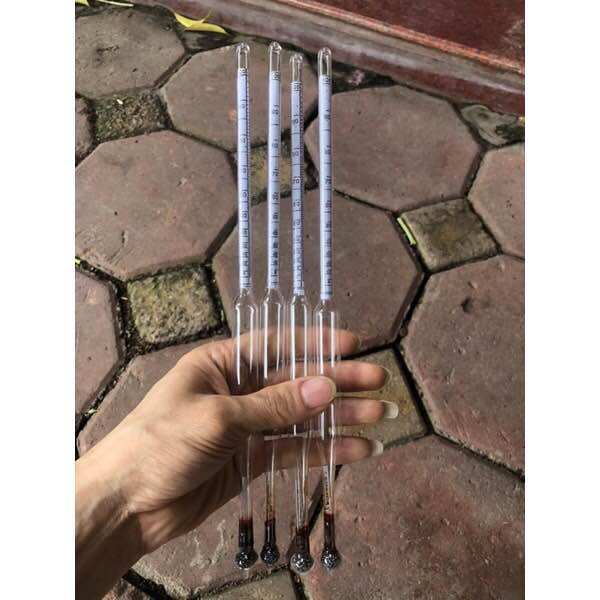 Cồn kế đo nồng độ rươu, cồn từ 0 - 100 độ