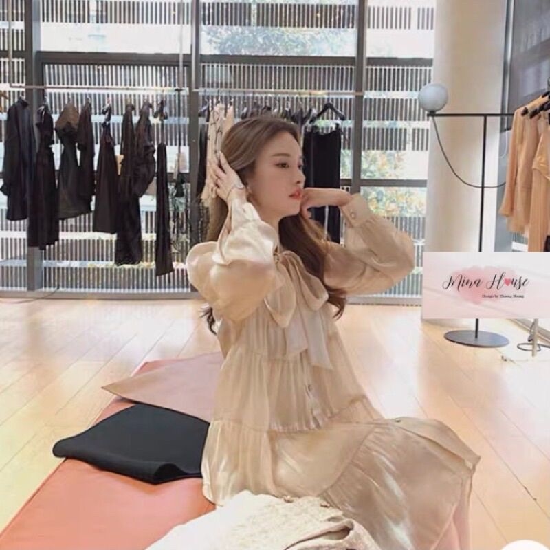 Váy babydoll lụa xếp tầng / mina’s house