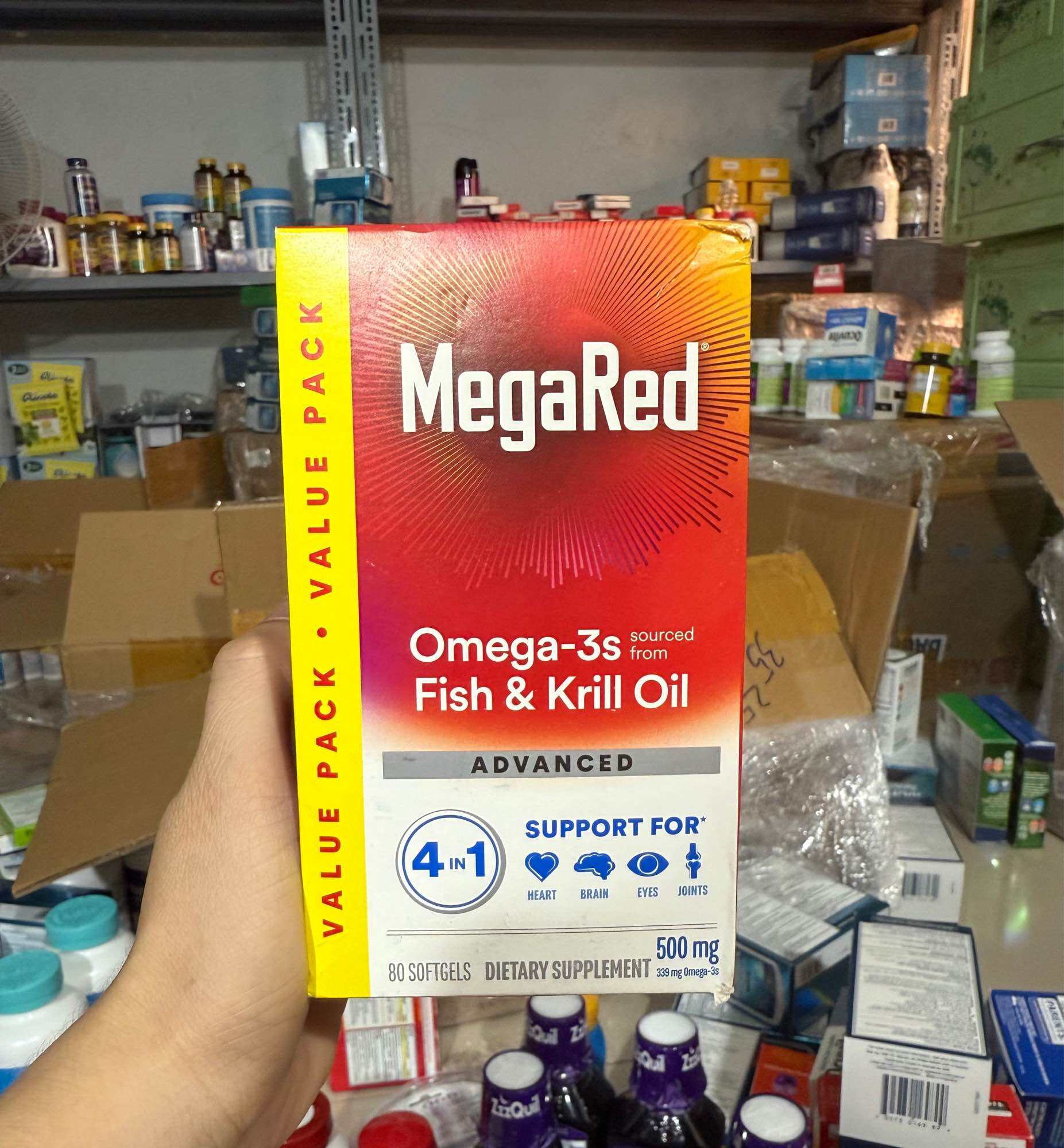 megared krill oil Dầu tôm Schiff MegaRed Advanced 4in1 Omega-3 Fish + Krill Oil hỗ trợ mắt não tim m