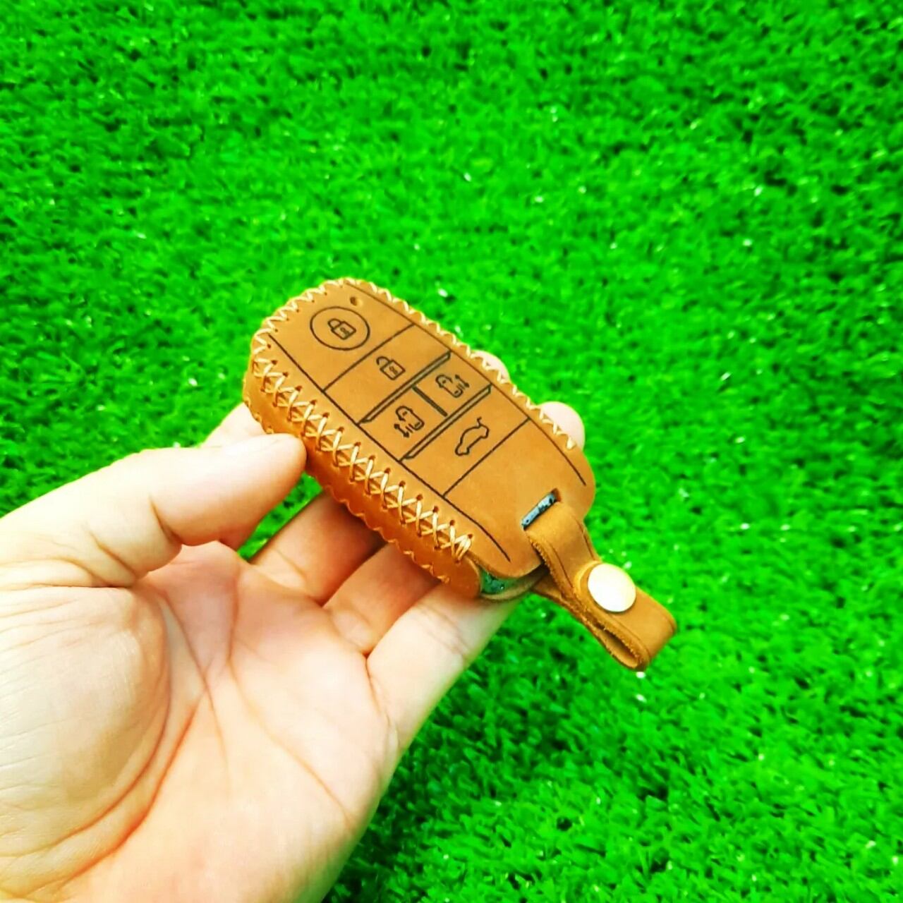 Bao da chìa khoá Kia Sedona handmade da thật