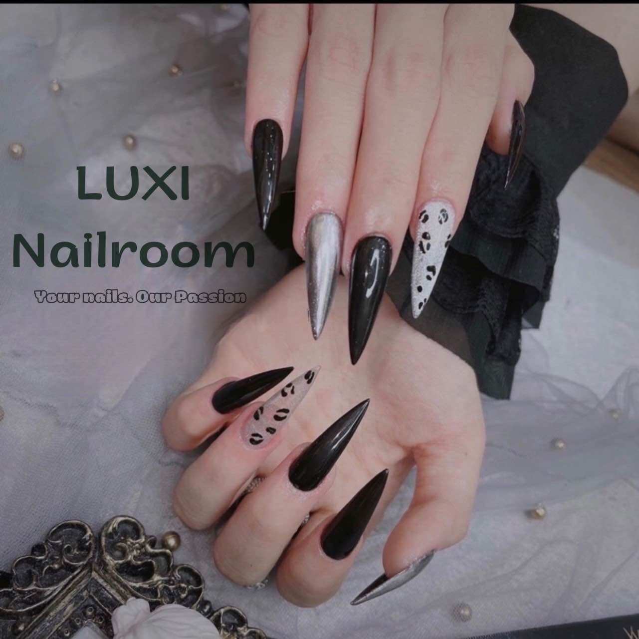 Nailbox - móng úp thiết kế mẫu đen cá tính