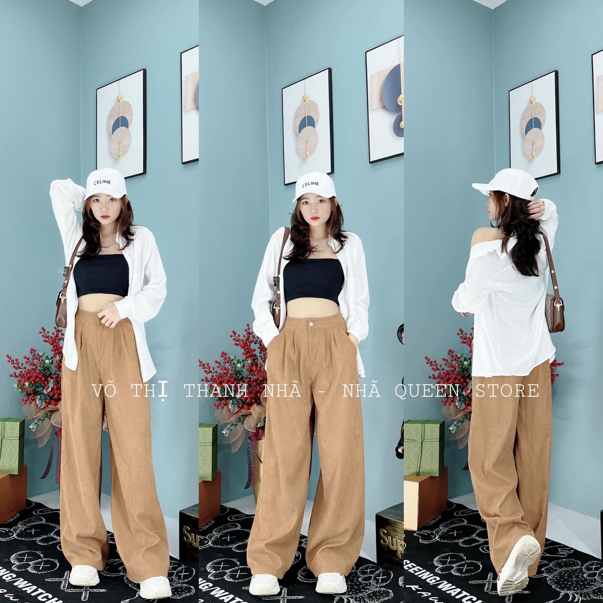 Set Sơ Mi Tay Dài Kate 1 Túi + 2 Dây Trơn