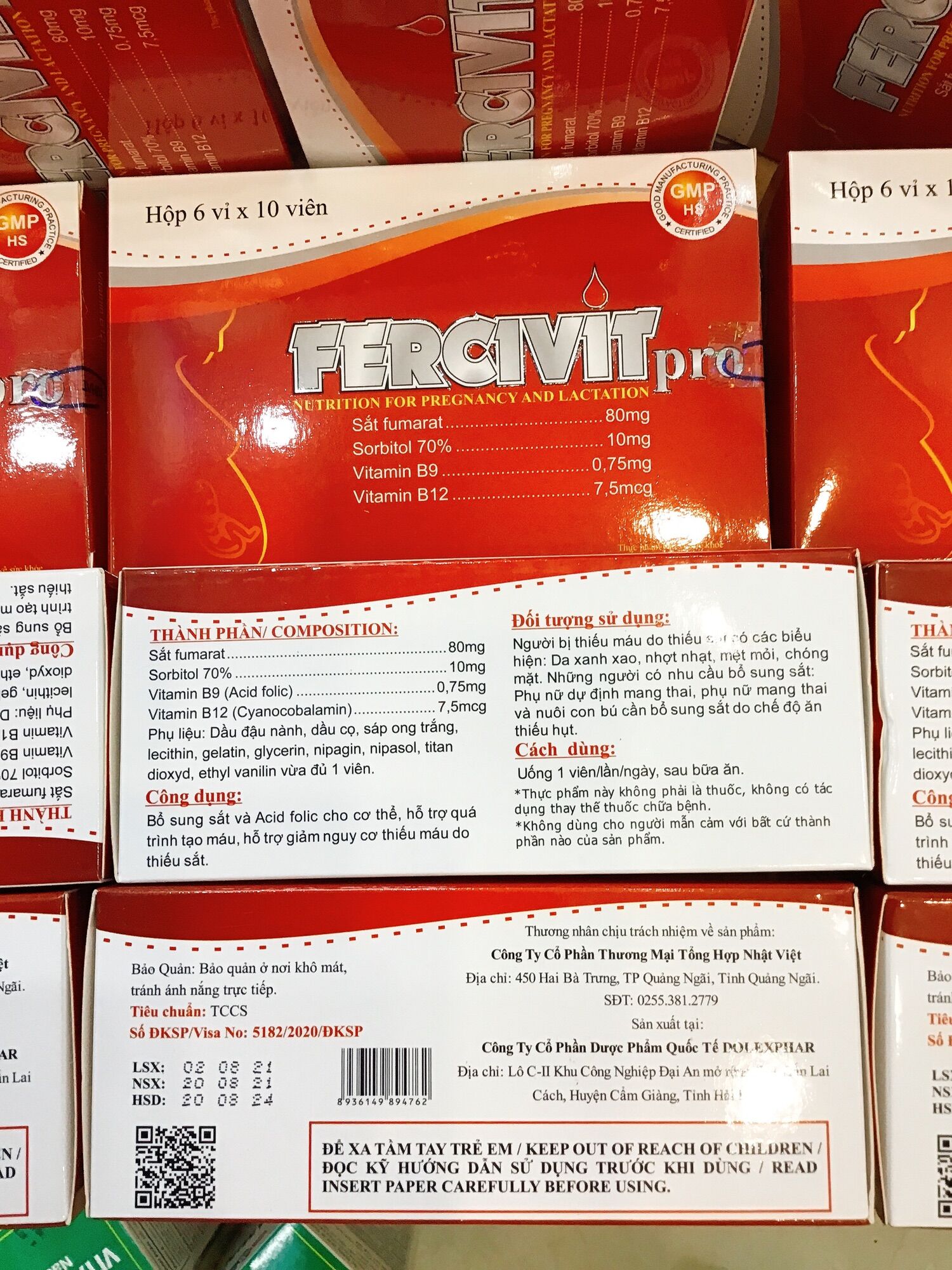 Viên sắt uống FERCIVIT ( bổ sung cho người thiếu máu, thiếu fe ) hộp 60v.