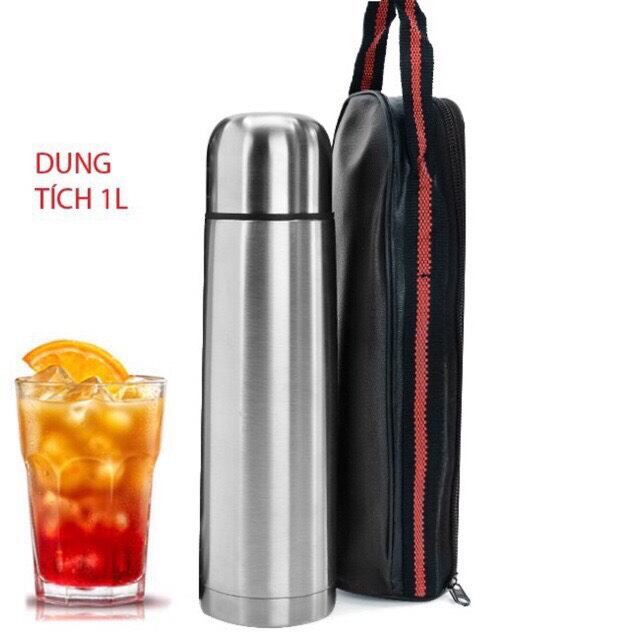 Bình Giữ Nhiệt Inox 1L Kèm Túi Da Giữ Nhiệt Tối Ưu Hơn 8 Tiếng