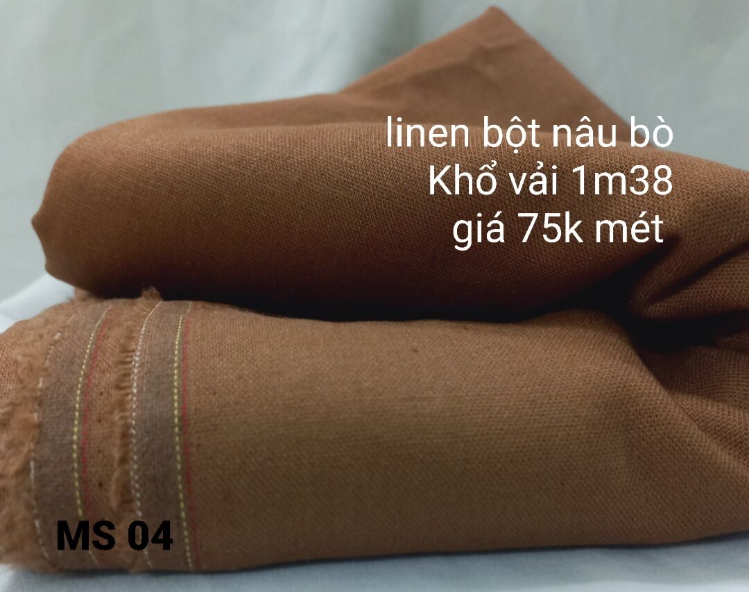 Vải linen bột Nâu Bò