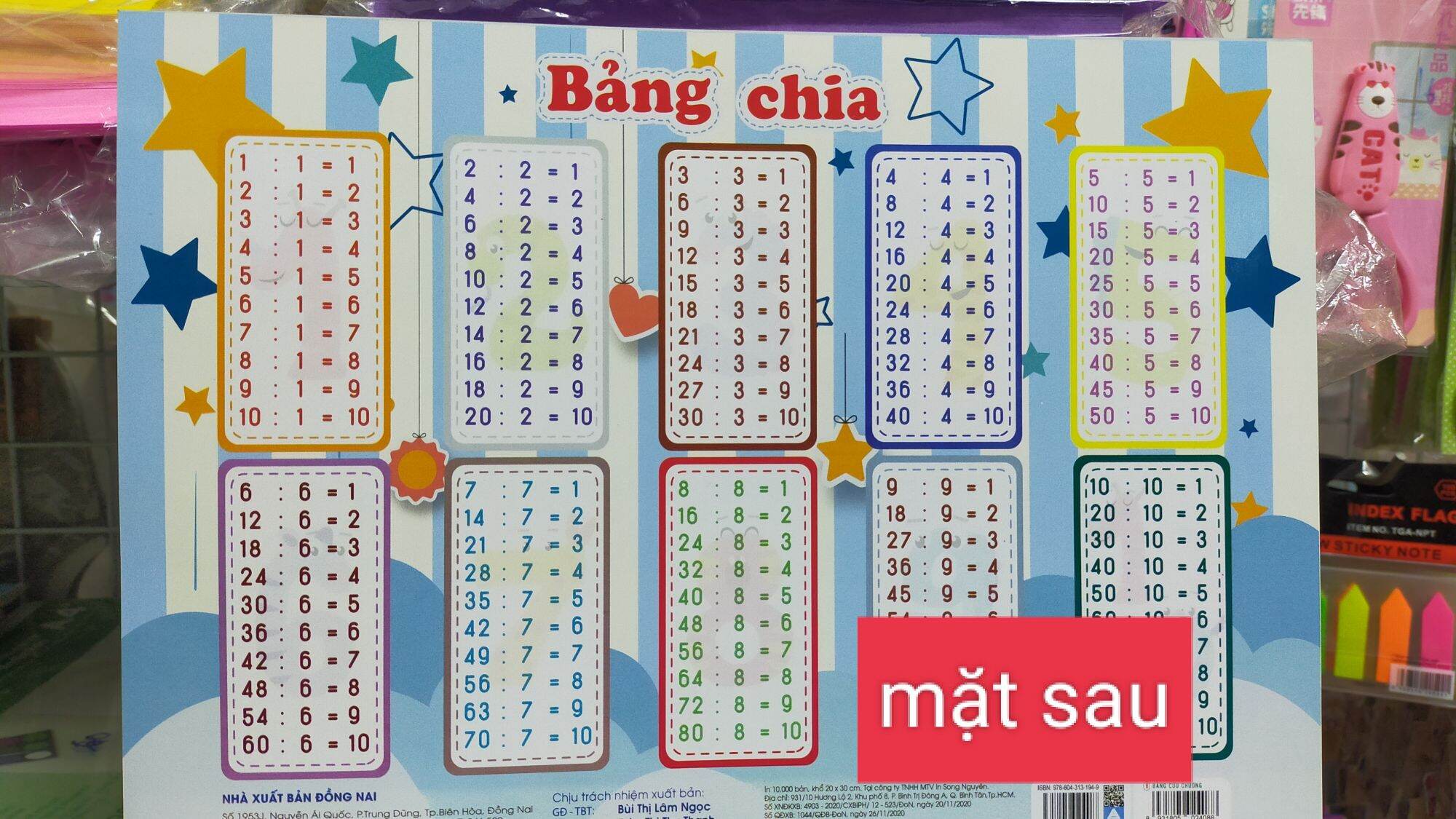 (A4) 3Cái Bảng   A4  Cửu  Chương  Và  Bảng   Chia