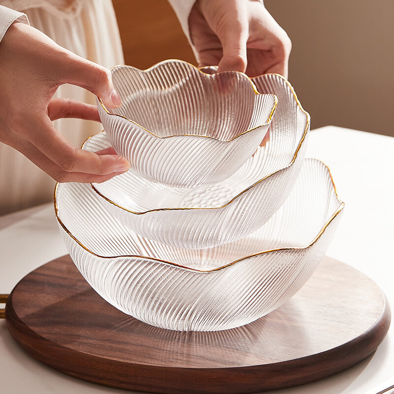 Bộ đồ ăn gia dụng, bộ đồ ăn gia dụng, bát salad thủy tinh, bát hoa quả, bát tráng miệng, bát nước đường
