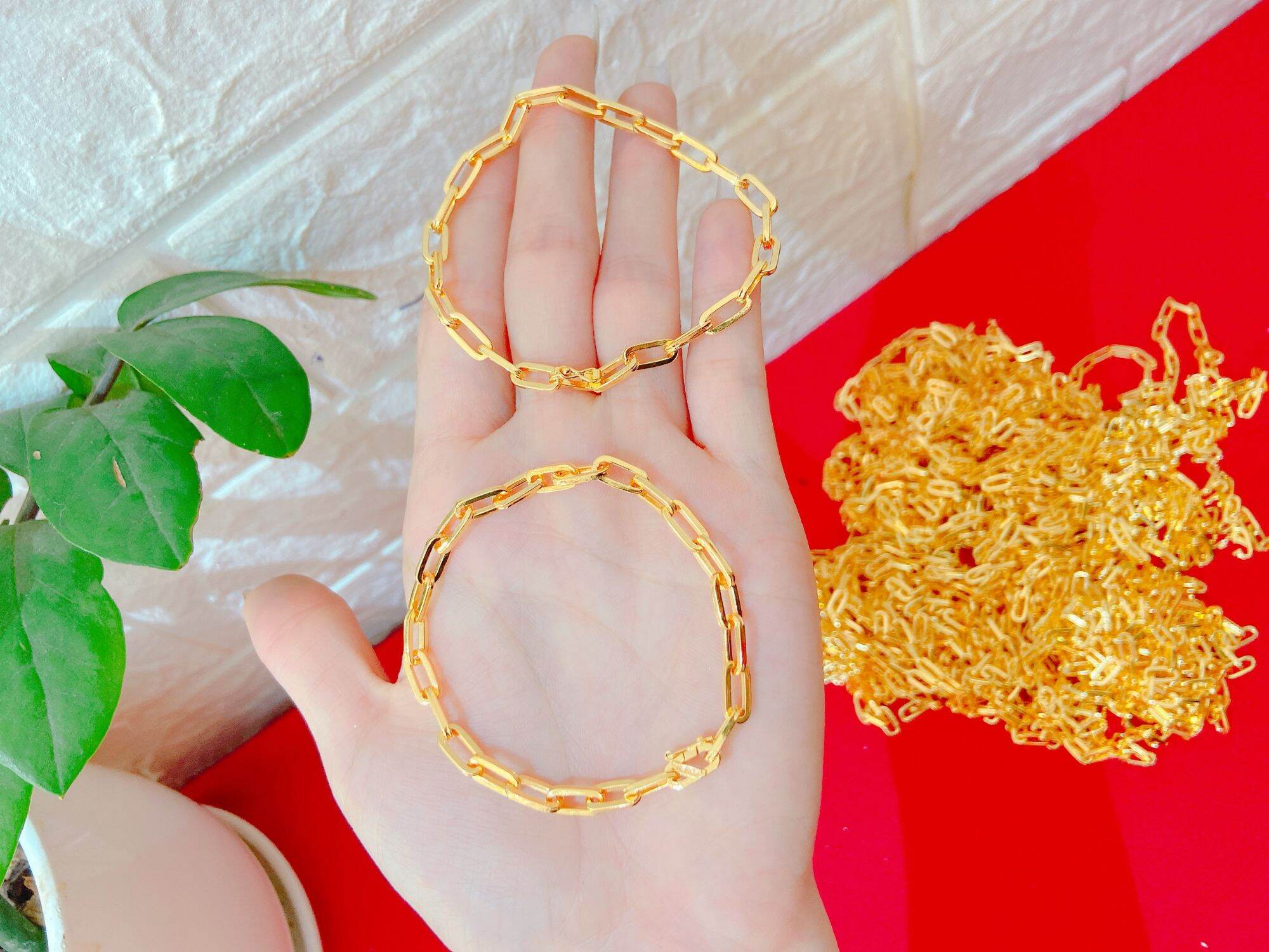 Lắc tay vàng non dạng xích
