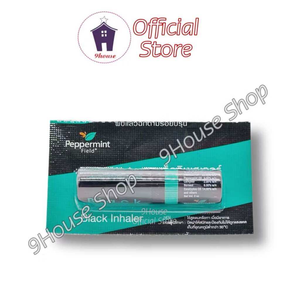 (Black) 01 Ống hít ĐEN 2 Đầu Black Inhaler Peppermint Thái Lan