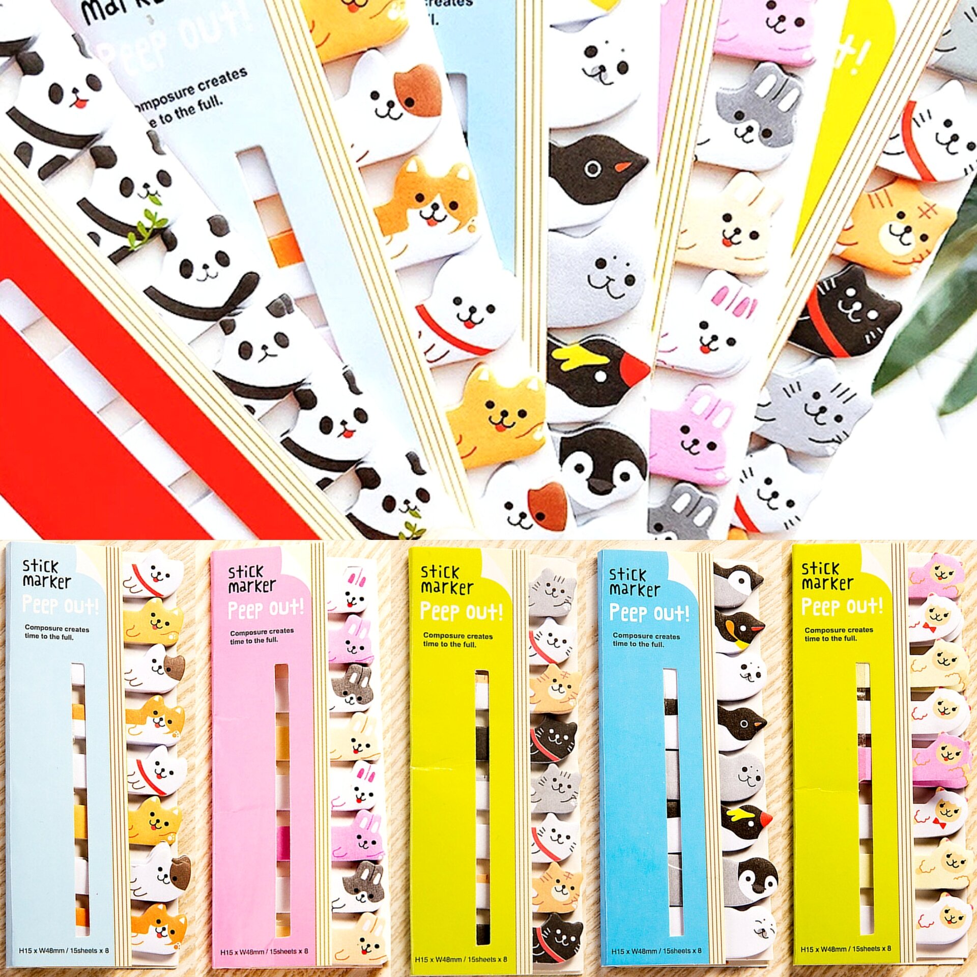 160 Tờ giấy đánh dấu trang vở hình con vật dễ thương #A1078